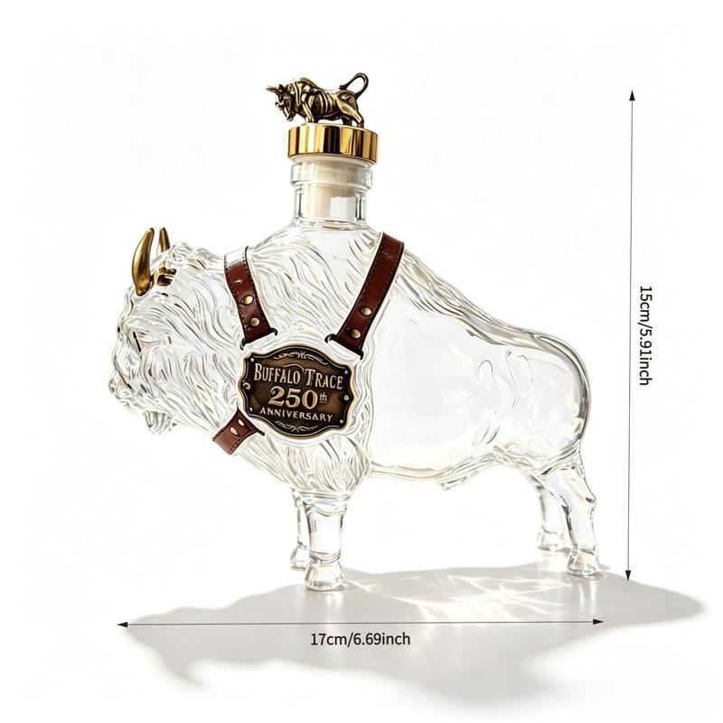 Garrafa de Whisky Bisonte em Vidro Borossilicato Sopro Manual 350 ml