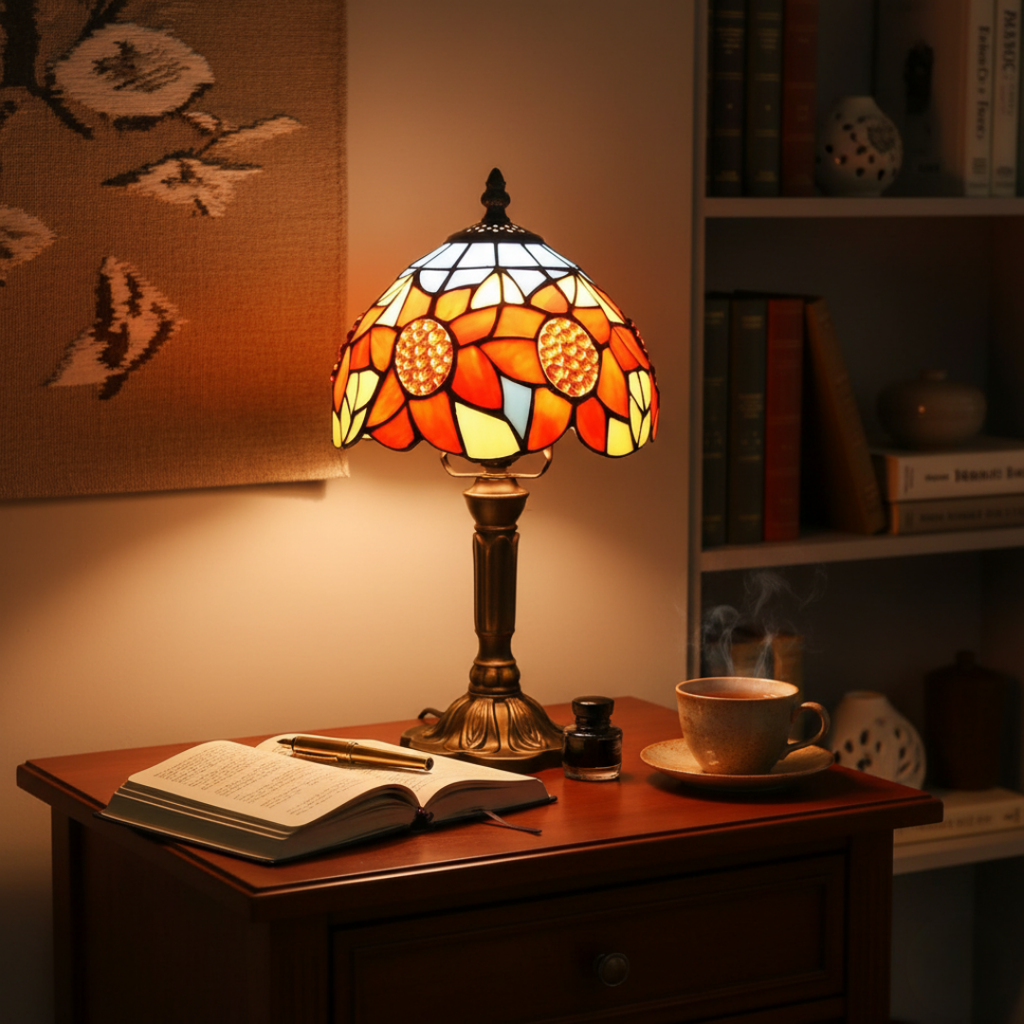 SOLELIA | CANDEEIRO DE VIDRO TIFFANY GIRASSOL VINTAGE