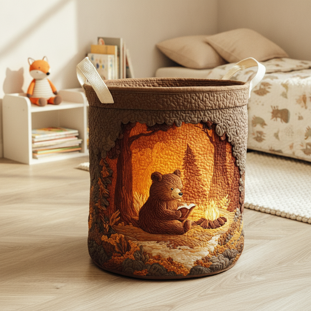 Cesto de Roupa Acolchoado – Urso Leitor