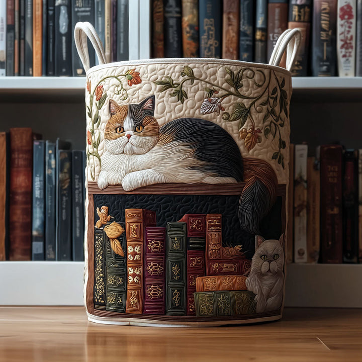Cesto de Roupa Acolchoado – Gato da Biblioteca