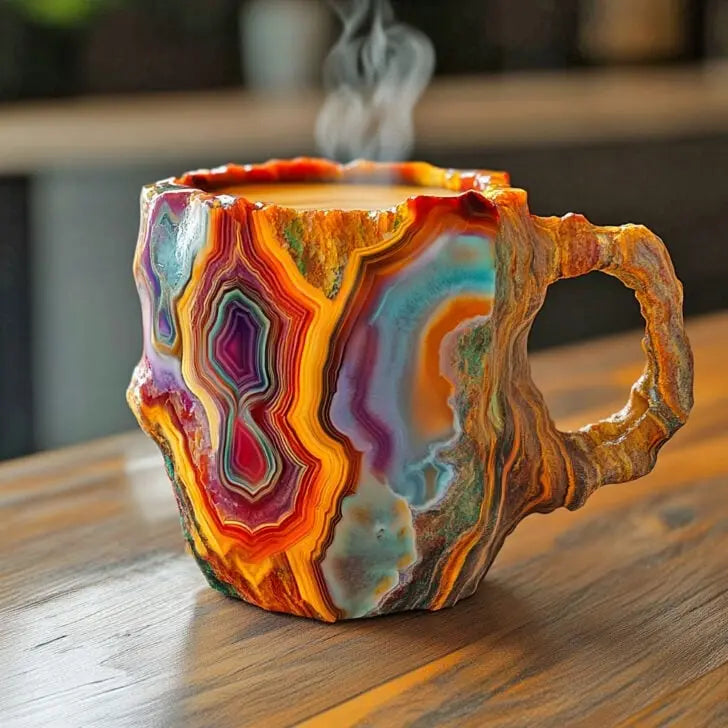 Caneca de Café em Mineral com Cristais