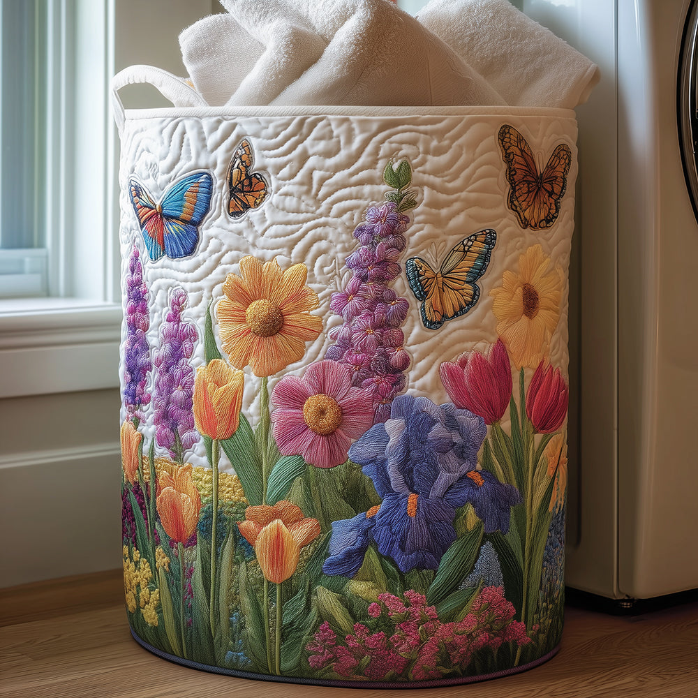 Cesto de Roupa Acolchoado – Flores da Primavera
