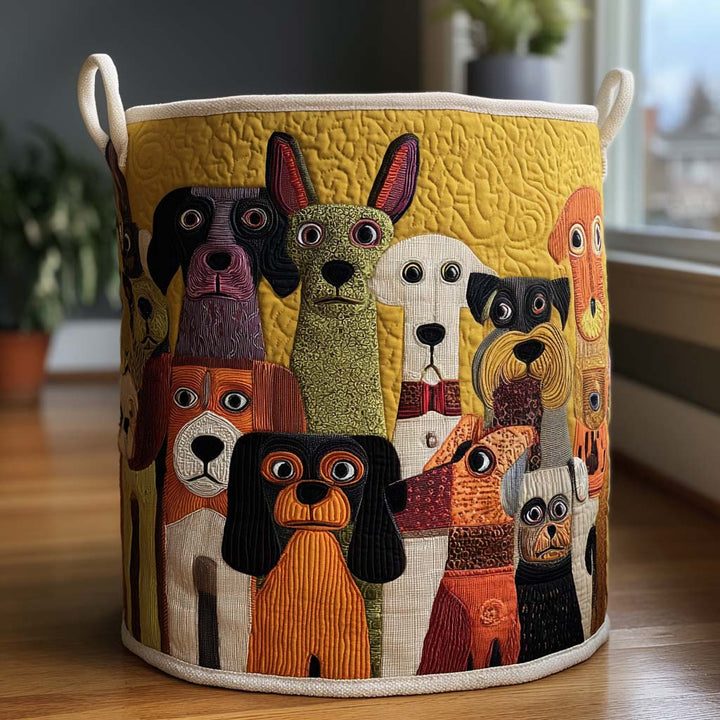 Cesto de Roupa Acolchoado – Cães Brincalhões
