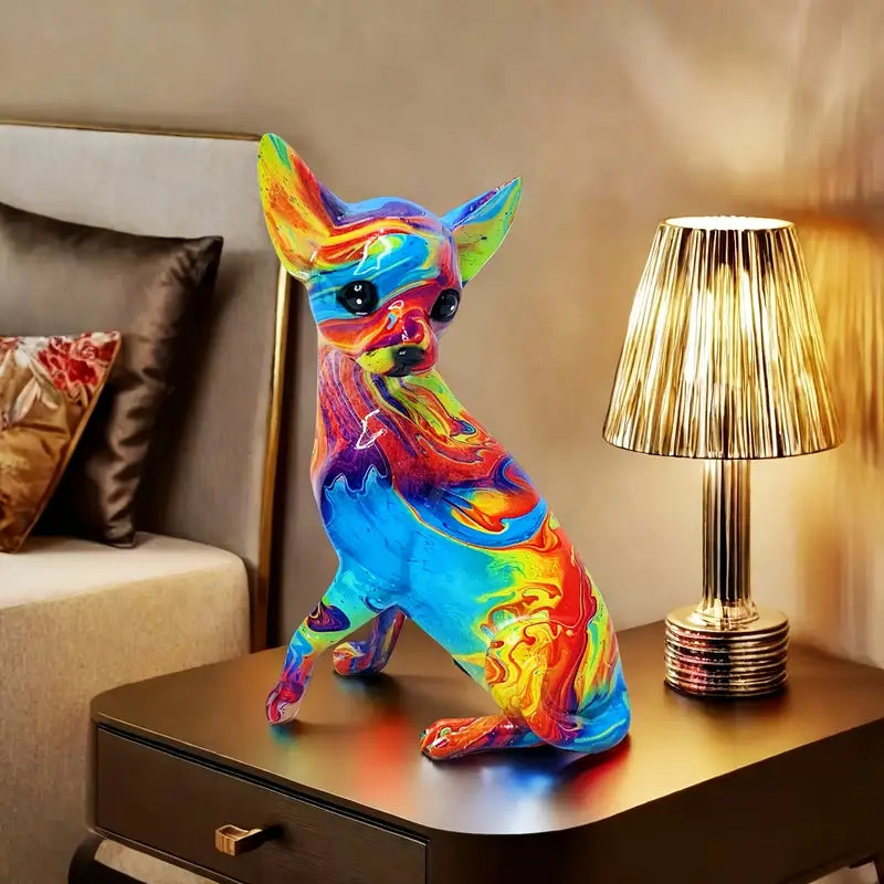 Candeeiro de Mesa Chihuahua em Resina Vibrante
