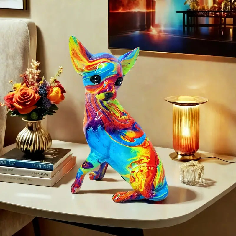 Candeeiro de Mesa Chihuahua em Resina Vibrante